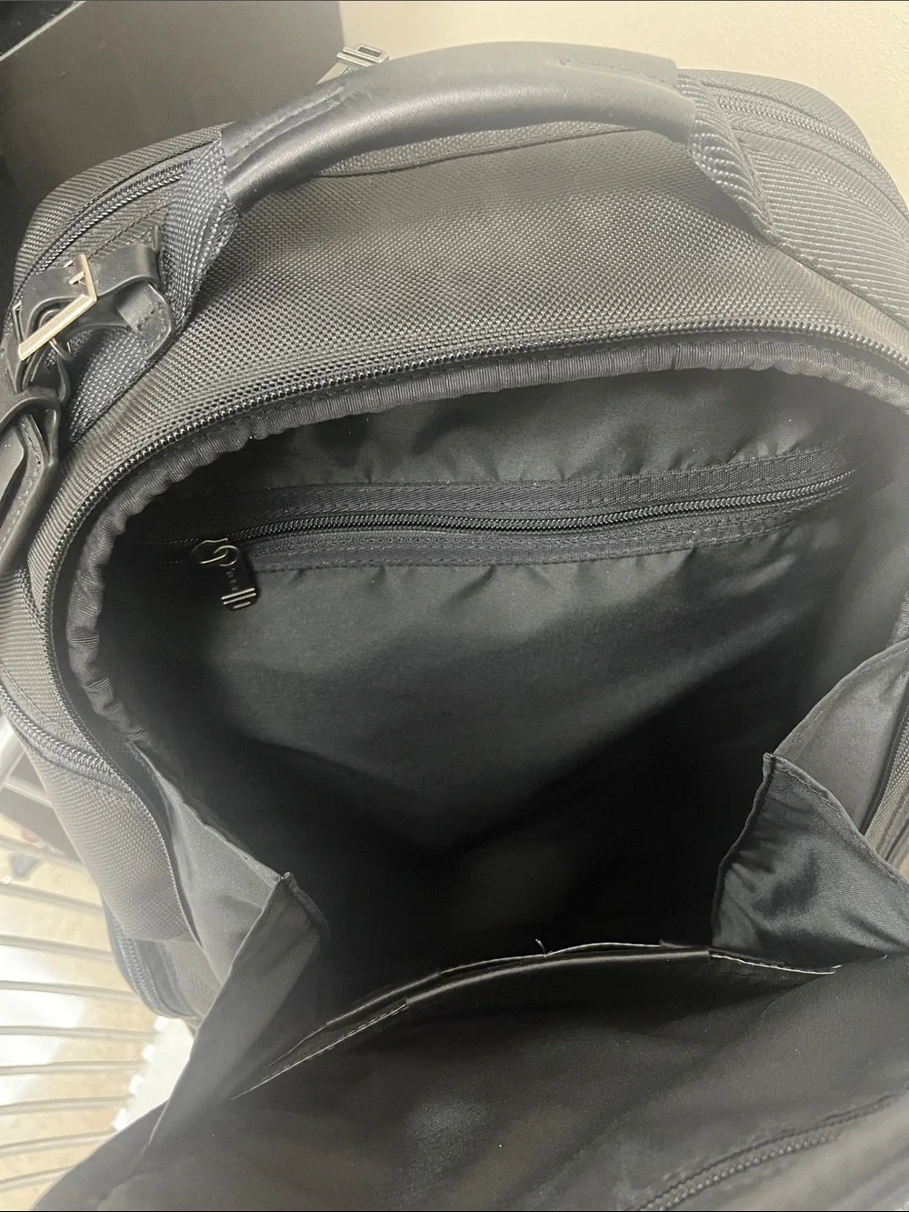 Tumi Black Nylon Men's Backpack with Leather Trim